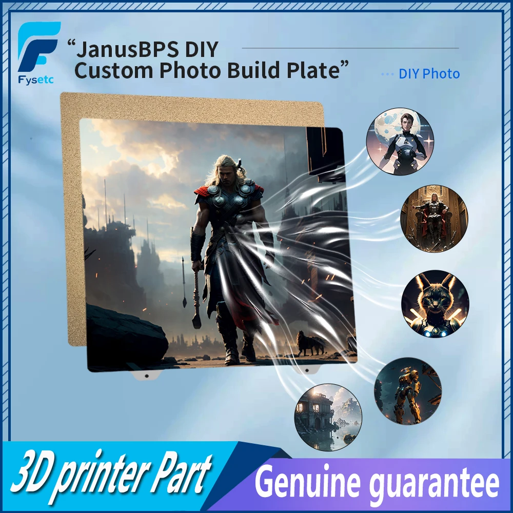 Fysetc Janus Bps-Pei Custom Photo Pattern Double Side Build Steel Plate Per Voron2.4 Ender 5 Plus Prusa Mk4 Parti Della Stampante 3D
