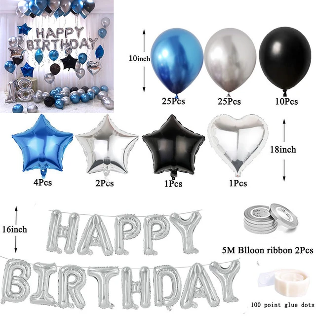 1 Kit de 5 Ballons aluminiums anniversaire 25ans or