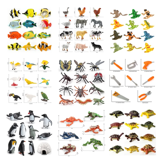 動物のアクションフィギュア,子供のおもちゃ,昆虫,爬虫類,家禽