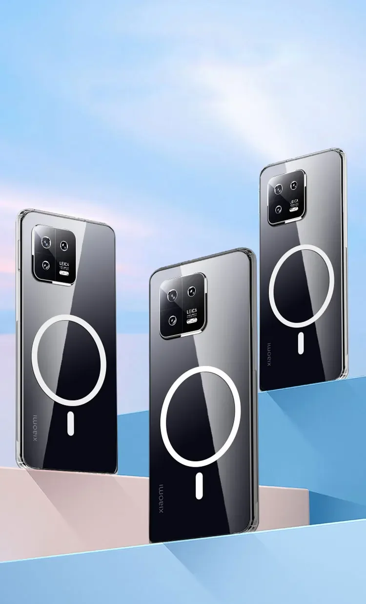 Clear Acrylic Shockproof Phone Cover with Magnetic Wireless Charging Compatibility