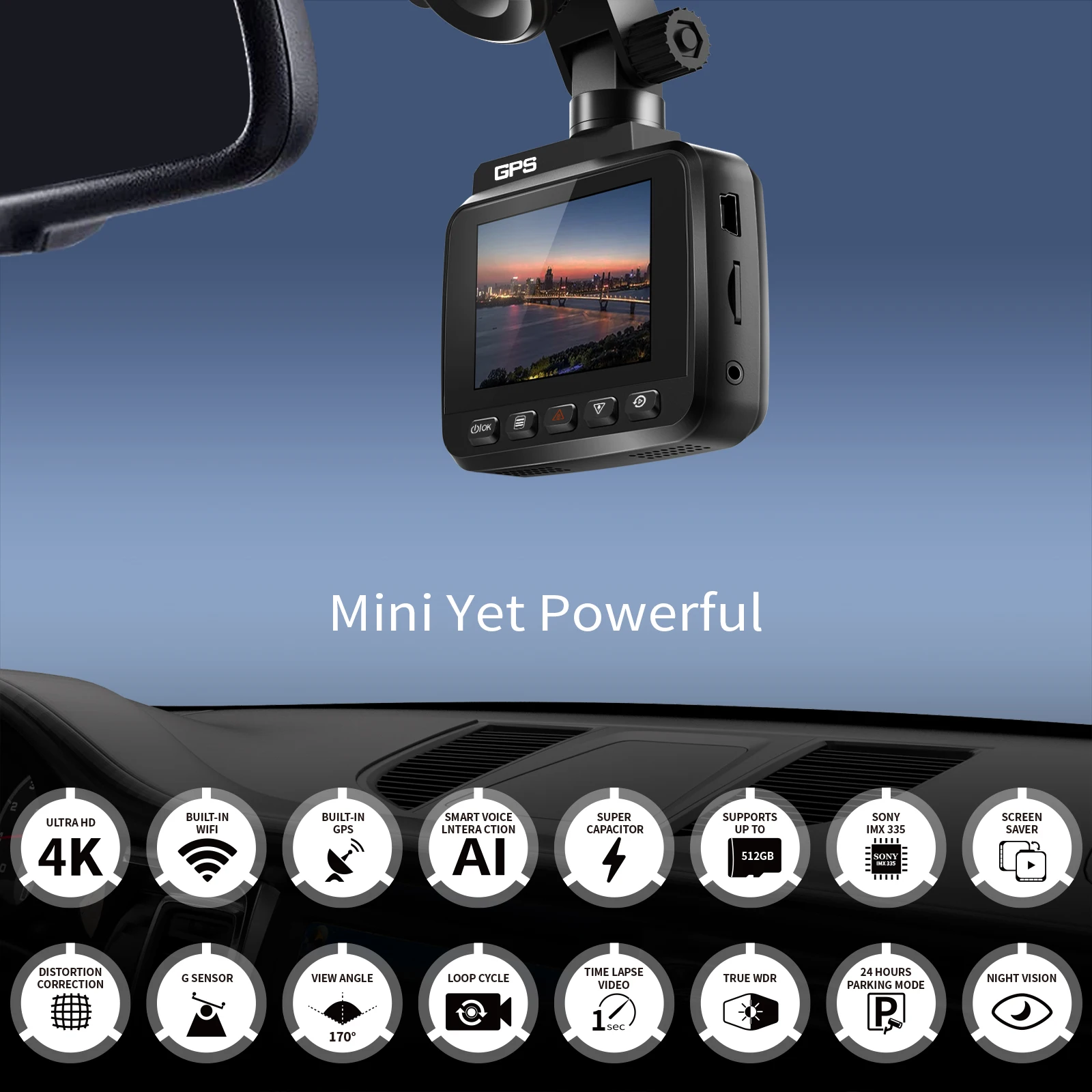 dashcam with gps tracker with dual camera,wifi-china factory wholesaler