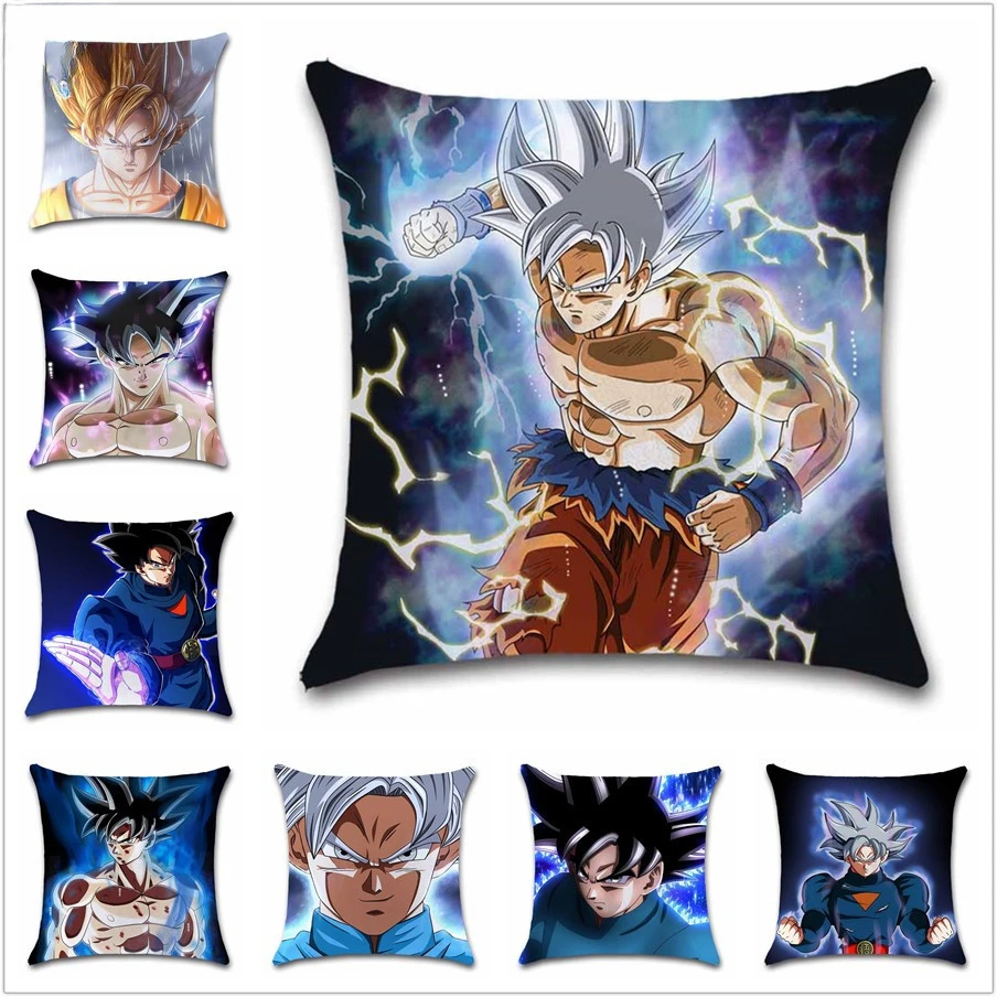 

Son Goku God Silver Cartoon Cushion Cover Decoration Home Office Sofa Chair Car Friend Gift Decor Kids Bedroom Pillowcase