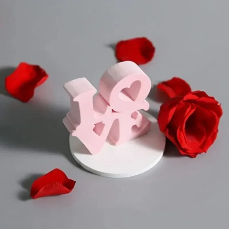 1Pc Love English Letters Aromatherapy Wax Pendant Silicone Molds DIY Gypsum Plaster Silicon Mould For Car Decoration Valentine