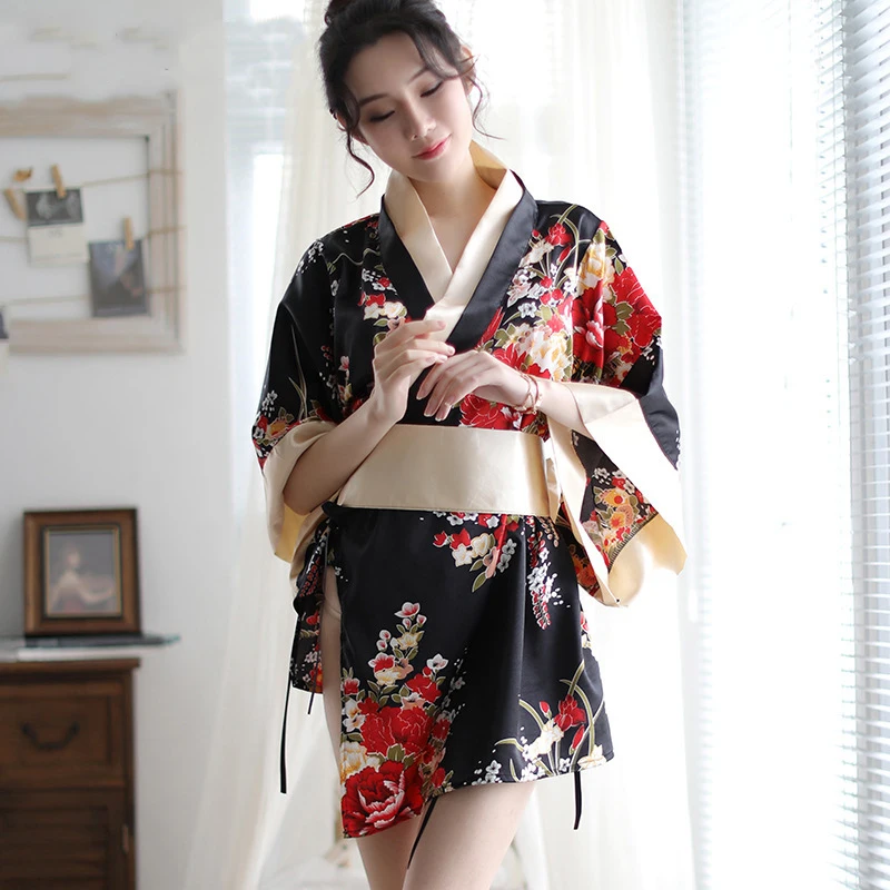 

Japanese Kimono Dress for Women Cardigan New Floral Print Sleepwear Traditional Geisha Robe Yukata Vintage Clothes Sexy Lingerie