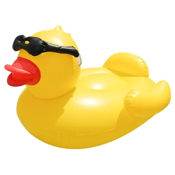 Inflatable Big Yellow Duck Swimming Ring Ride Water Sunglasses Yellow Duck Floating Row Floating Bed Animal Duck Pool 5