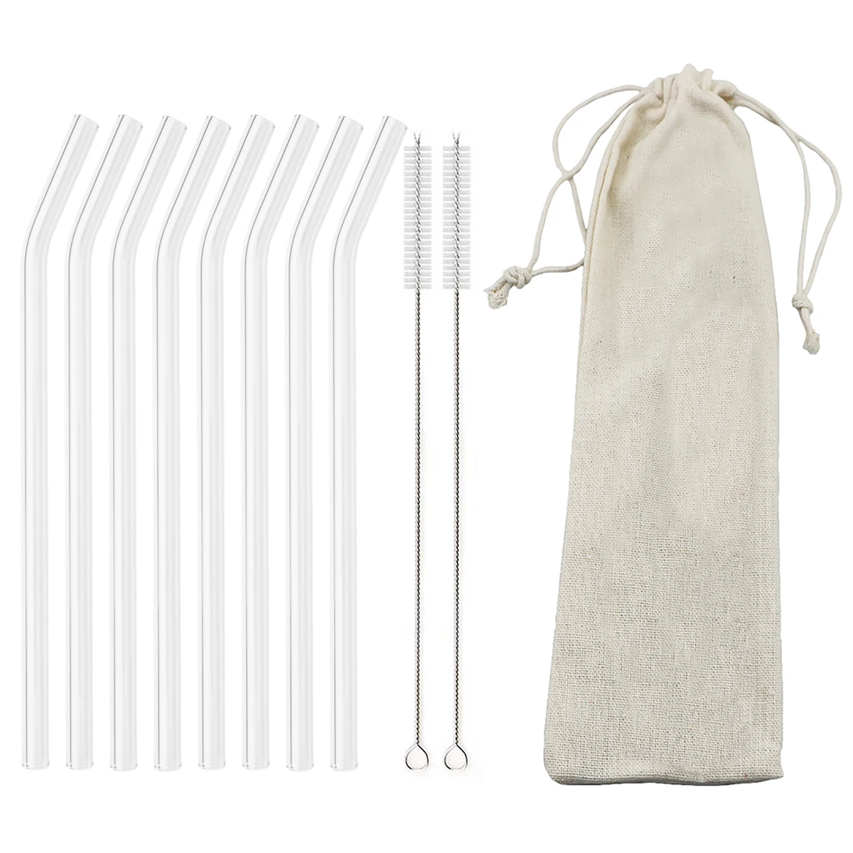 Eco-Friendly Reusable Glass Straw Set with Cleaning Brush