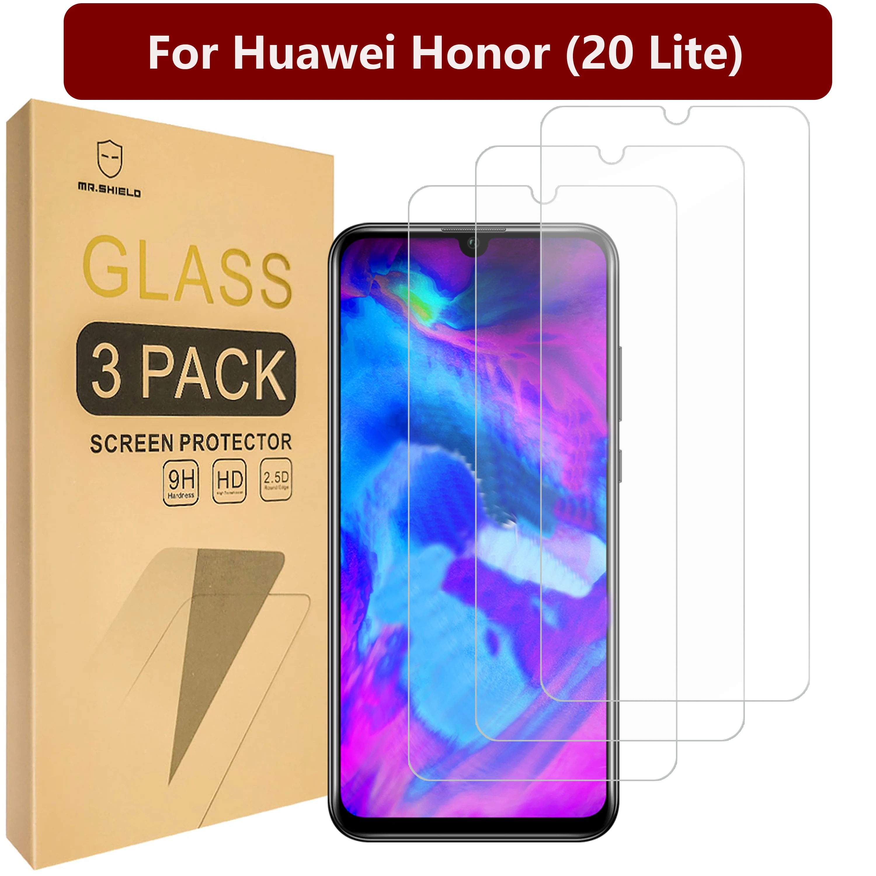 

Mr.Shield [3-PACK] Designed For Huawei Honor (20 Lite) [Tempered Glass] Screen Protector [Japan Glass With 9H Hardness]