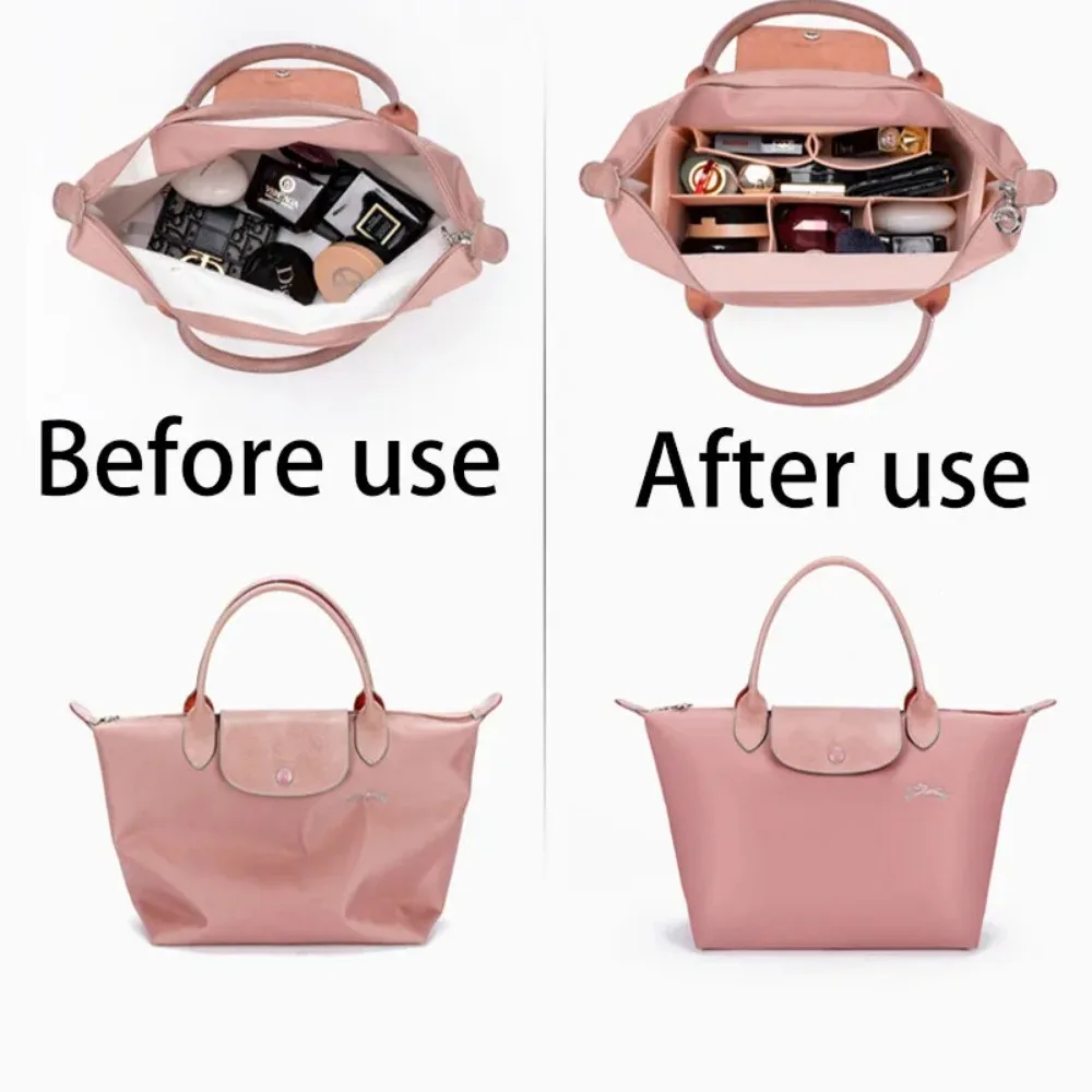 Felt Insert Bag Fits Longchamp Handbag Liner Bag Felt Cloth Makeup Support Travel Portable purse organizer insert