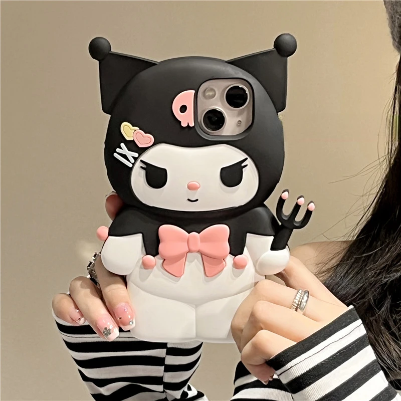 thumbnail image 1 of Sanrio-funda de teléfono estereoscópica 3D Hello Kitty, carcasa trasera de silicona suave para IPhone 15, 14, 13, 12, 11 Pro Max, XR, XS, Melody Kuromi, Y2K, 1 of 5