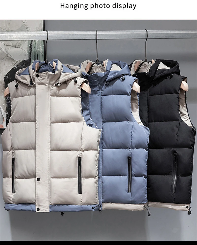 Description Picture 4 of itemFashion Brand Vest for Men 2024 New Autumn Sleeveless Jacket Warm Cotton Thick Coat Male Winter Plus Size Clothing Men Waistcoat