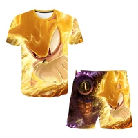 Ensemble T-shirt 3D Sonic The Hedgehog 2026 pour garçons et filles : Haut et short d'été mignons - Cadeau d'anniversaire à manches courtes pour enfants 3