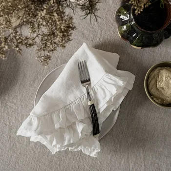 6 pezzi 35x50 cm tovaglioli di stoffa morbidi fatti a mano in cotone per tovaglioli di cena volant di stoffa asciugamano feste matrimoni decorazione vintage 1