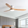 52inch Low Floor Ceiling Fan Light Remote Control Led Llights Indoor Restaurant Solid wood fan leaves With Fan Chandelier 2