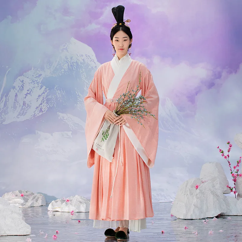 

A Life On The Left Women Improved Hanfu Dress Long Sleeve Cross Breasted V-neck Jacquard with Embroidered Drawstring Bag Skirt