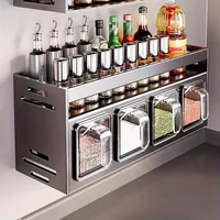 Stainless Steel Kitchen Spice Rack Wall-Mounted Multi-Functional Spice Rack Box Jar Kitchen Storage Home Organizador De Cocina 1