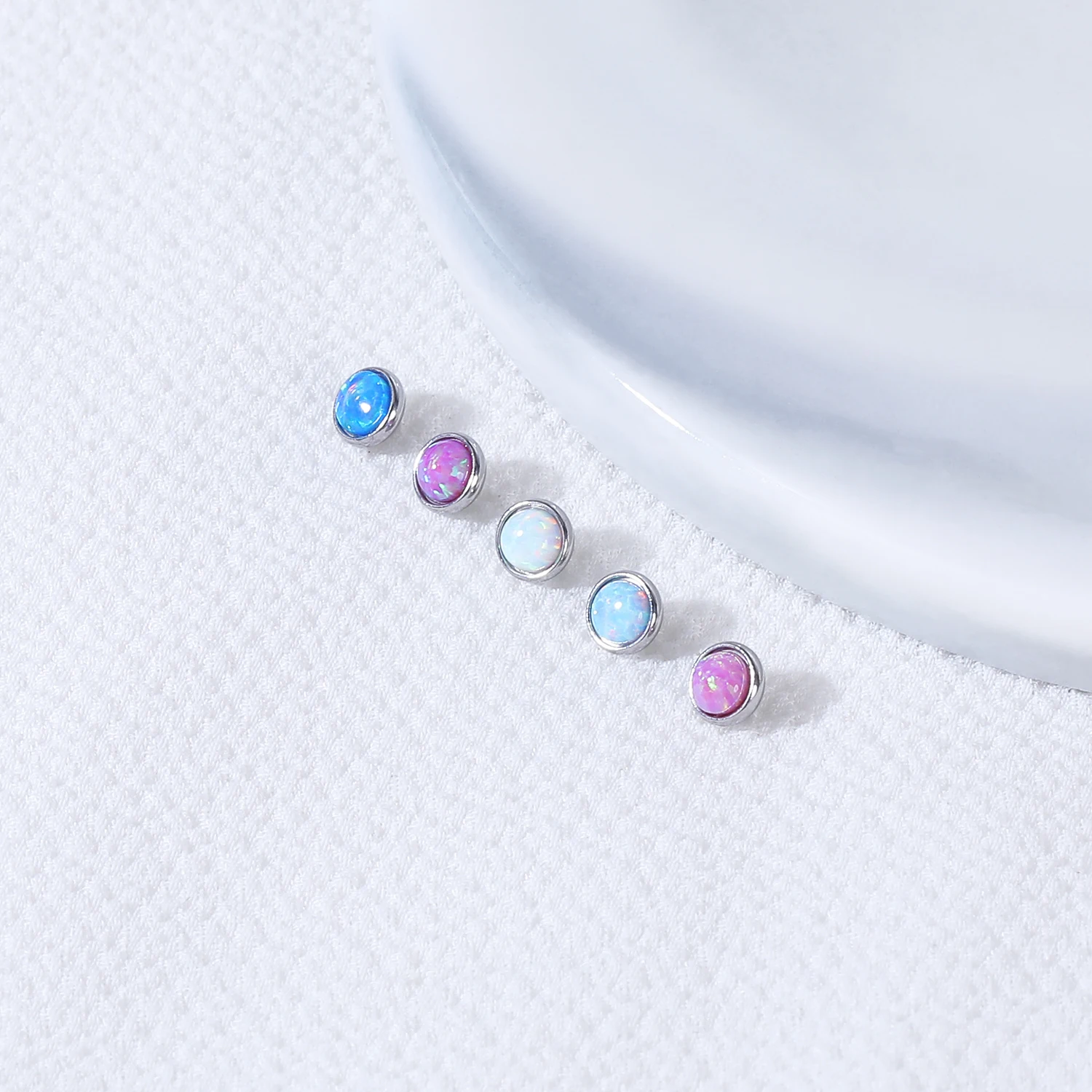 AOEDEJ 지르콘 피부 앵커 탑 오팔 스킨 다이버 스테인리스 스틸 숨기기, 크리스탈 표면 피어싱, 섹시한 바디 쥬얼리, 14G