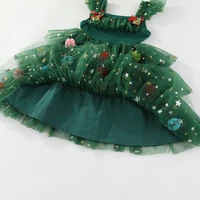Robe de fête de noël pour filles, en Tulle, arbre rouge vert, superposé, sans manches, tenue de vacances, vêtements décontractés, robes de noël pour enfants 4
