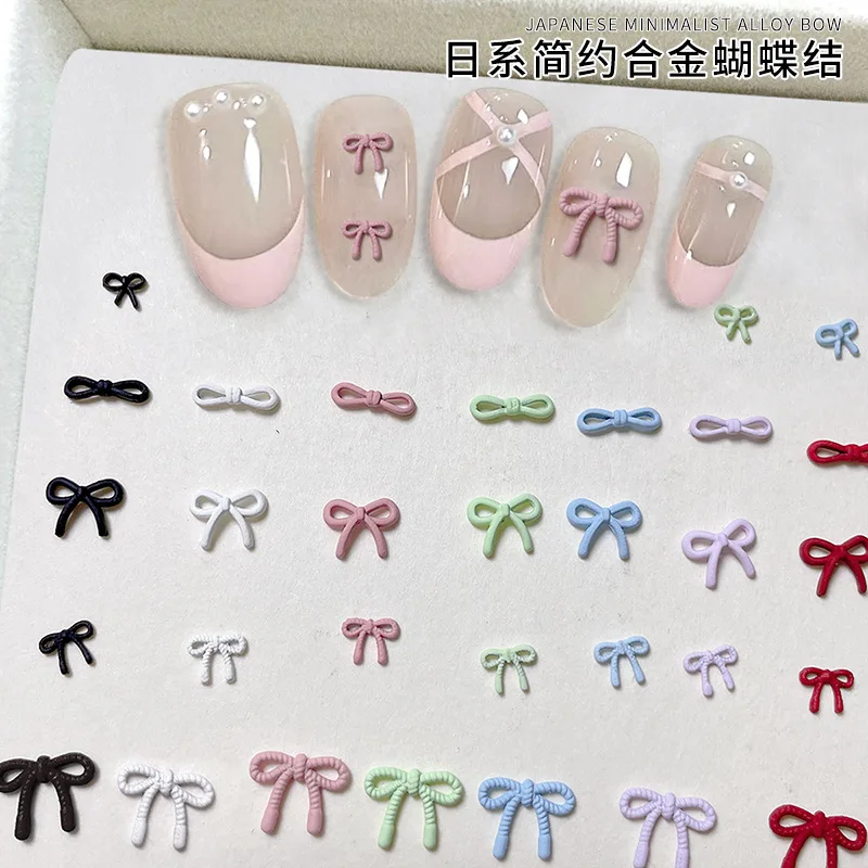 10pcs 새로운 일본식 스프레이 페인트 활 네일 아트 매력 액세서리 간단하고 다목적 마카롱 컬러 보우 네일 장식