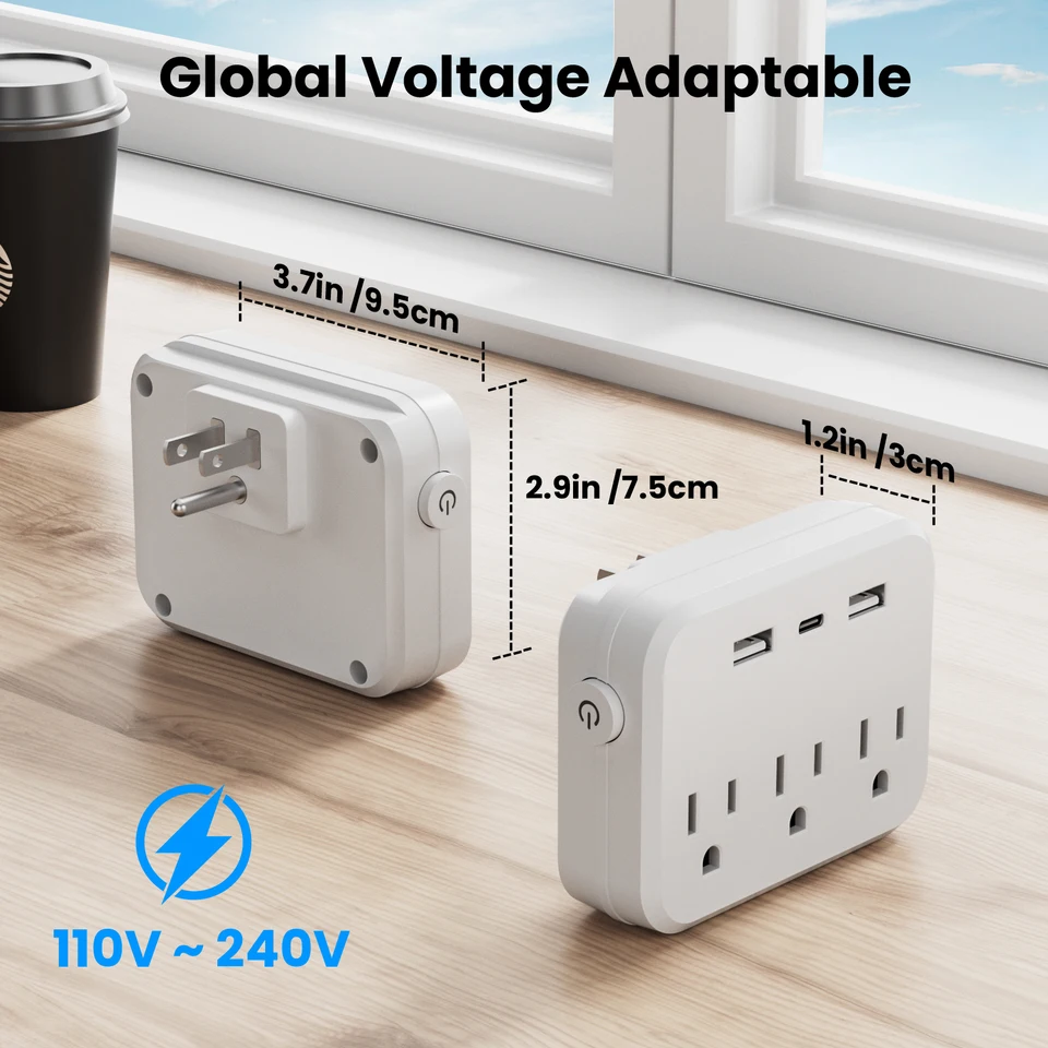 TRANSTON Mini Portable Power Strip with USB Ports