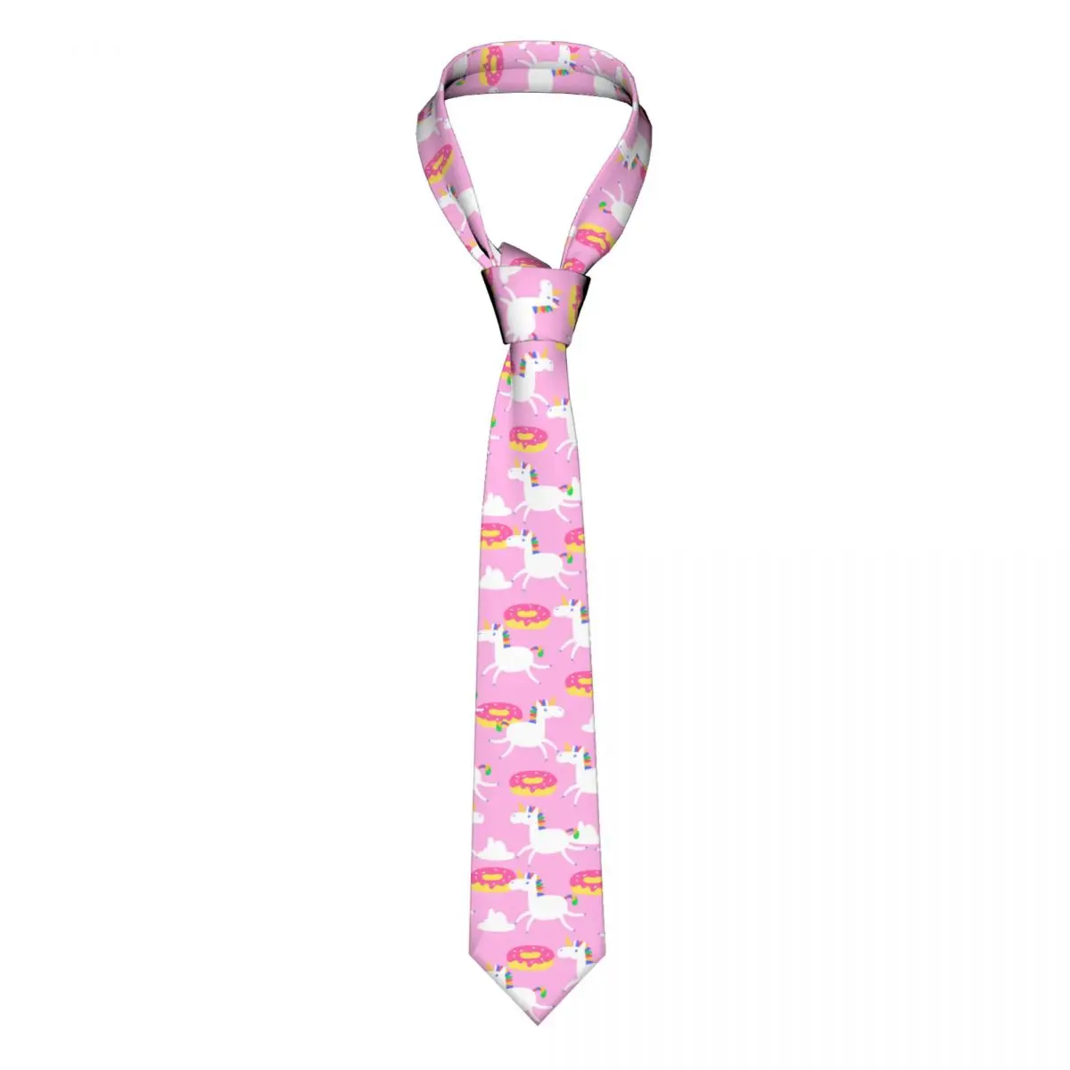 

Tie For Men Formal Skinny Neckties Classic Men's Unicorn And Donuts On Pink Background Wedding Tie Gentleman Narrow