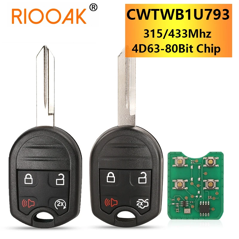 

315MHz 433MHz ID63-80Bit Chip Car Remote Key CWTWB1U793 for Ford Edge Escape Expedition Explorer Flex Fusion Mustan Taurus Mazda