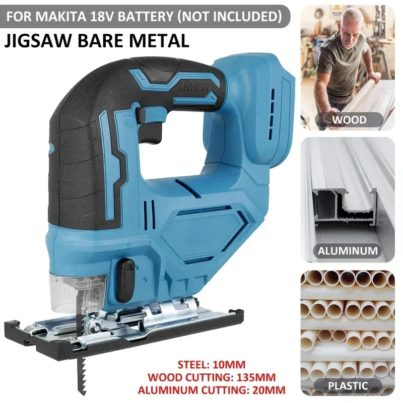 3000RPM Electric Curved Saw Cordless Jig Saw Portable Multifunction Carpenter Power Tool for 18V Battery(without battery)