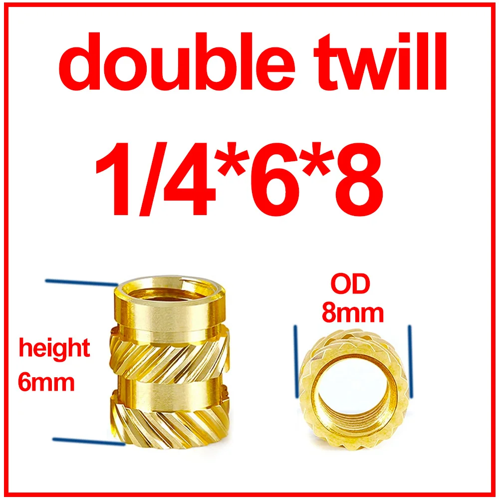 20PCS Brass 1/4 Insert Nut Inch Size Heat Threaded Knurled Hot Melt Molding Injection Embedded Copper Nut of Plastic 3D Printing images - 6