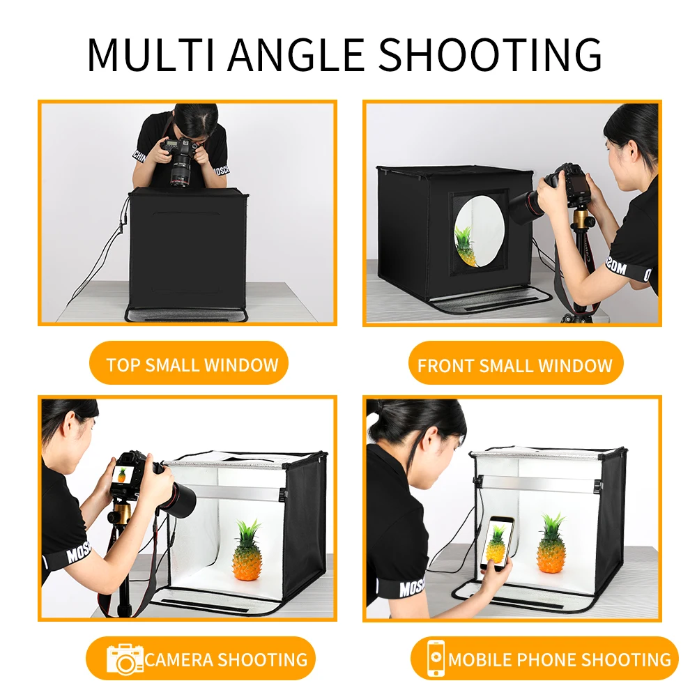 SH 80cm/65cm Lightbox Kits Photo Studio Mini Table Shooting Tent With 5 Colors PVC Background Foldable Dimmable Photography Box