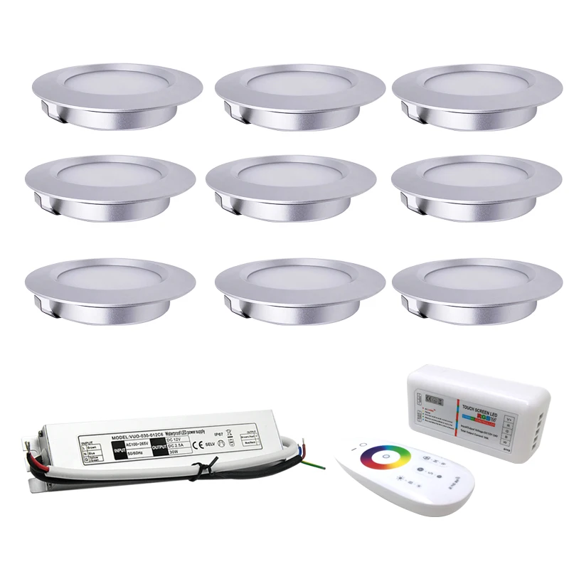 

IP65 12V LED DownLight Mini Spotlight Room Decoration Display Ceiling Light Rgbw 3W Remote Dimming Light+Transformer AC220V Set