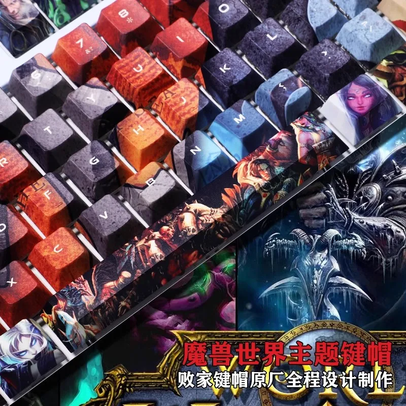 Wow Keycaps para Teclado Mecânico Pbt Dye Sublimation Gaming Keycap para Ansi 61 87 104 Chaves Layout mx Switch