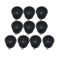 10Pcs SPST Snap-in ON-Off 2 Pin Round Snap Rocker Boat Switch Black AC 250V 6A 125V 10A for Household Appliances Replacement 1
