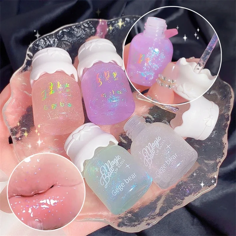 Cute Milk Jar Lipgloss Lip Plumper Oil Colorless Glitter Lipgloss Long Lasting Moisturizing Lipstick Makeup Cosmetics lip makeup lip glaze lip lacquer lip tint lip stain lip gloss lip oil lip plumper
