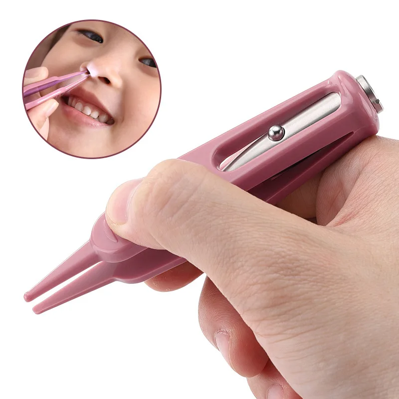 Nasal Tweezer Nose Cleaning Tweezers Cleaning Tweezers Clean Tweezer Baby Flashlight Dig Booger Clip Infants Clean Ear Nose Navel Visible Safety Tweezers Safe Forceps Cleaning