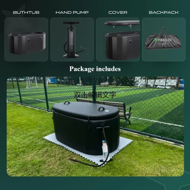 Baignoire à glace gonflable portable, 132 Gal, 150x80x75cm, pour bains de glace 202 221., extérieur, thérapie par l'eau froide, dosette de récupération, pompe incluse 5