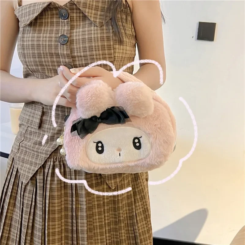 

Новинка Sanrio Kawaii Kuromi плюшевая косметичка большой емкости аниме мультфильм MyMelody сумка для хранения Аксессуары для девочек милый подарок на день рождения