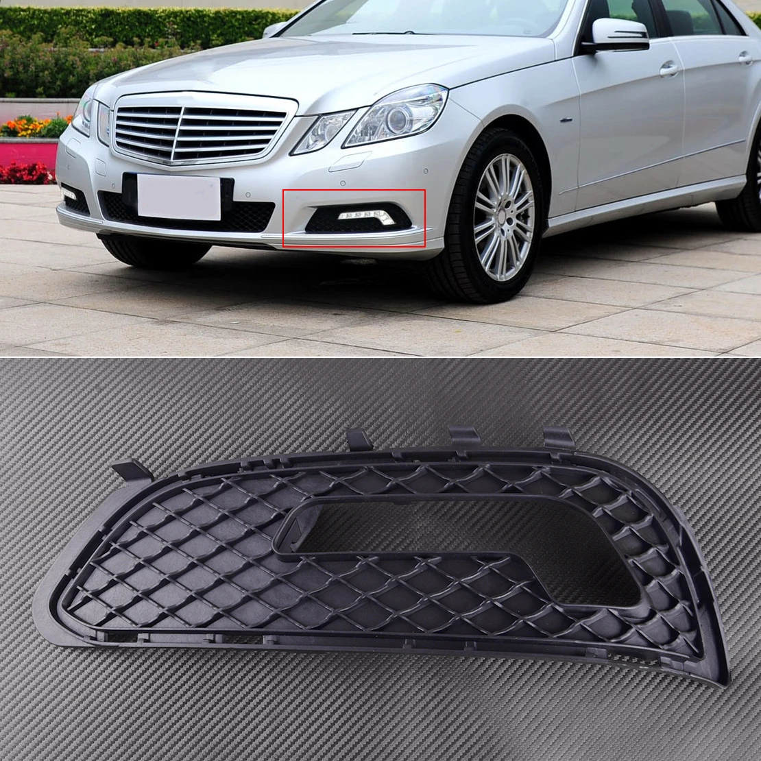 Left Front Bumper Fog Light Grille Cover Fit For Mercedes Benz E Class W212 2009 2010 2011 2012 2013 Black Plastic A2128851323