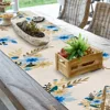 Happy Passover Blue Flower Hanukkah Linen Table Runner Home Decorations Jewish Anniversary Holiday Table Runner for Party Decor 3