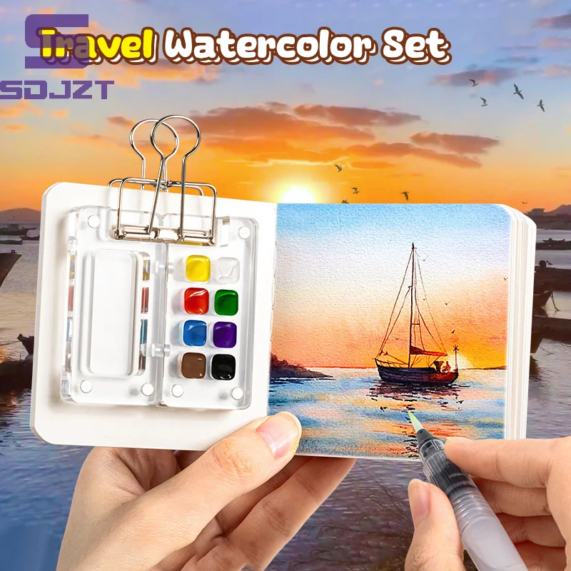 Empty Mini Acrylic Watercolor Palette Portable Paint Box Travel Painting Paint Tray Student Outing Art Painting Supplies