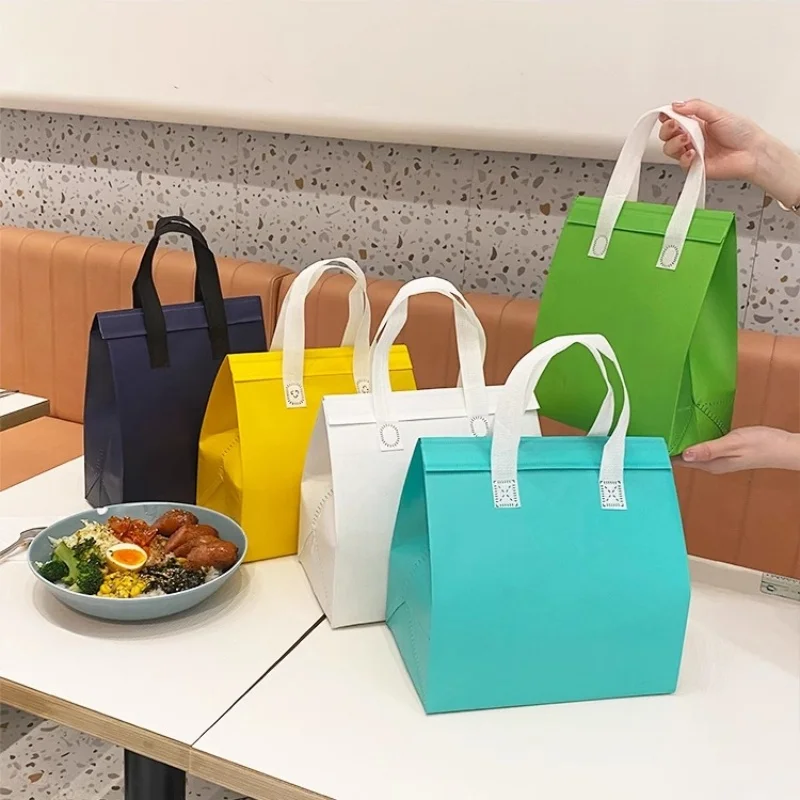 StoBag 50pcs Wholesale Color Non-woven Insulation Tote Bag Portable Fabric for Food Drinks Package Keep Warm Cold Delivery Pouch 5
