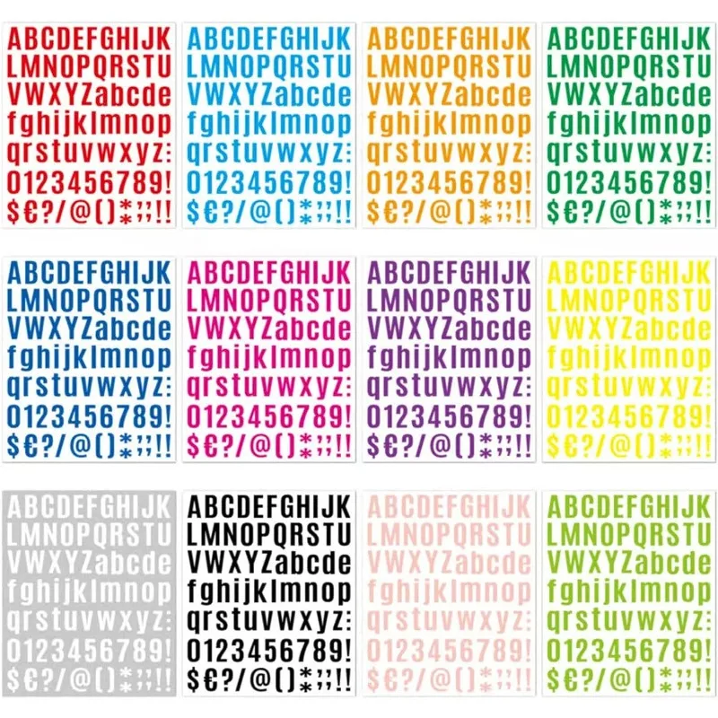 12 Sheets Self Adhesive Letters Numbers Kit, Alphabet Number Stickers, Decals for Mail Box, Address Number, Pegatina Nombre