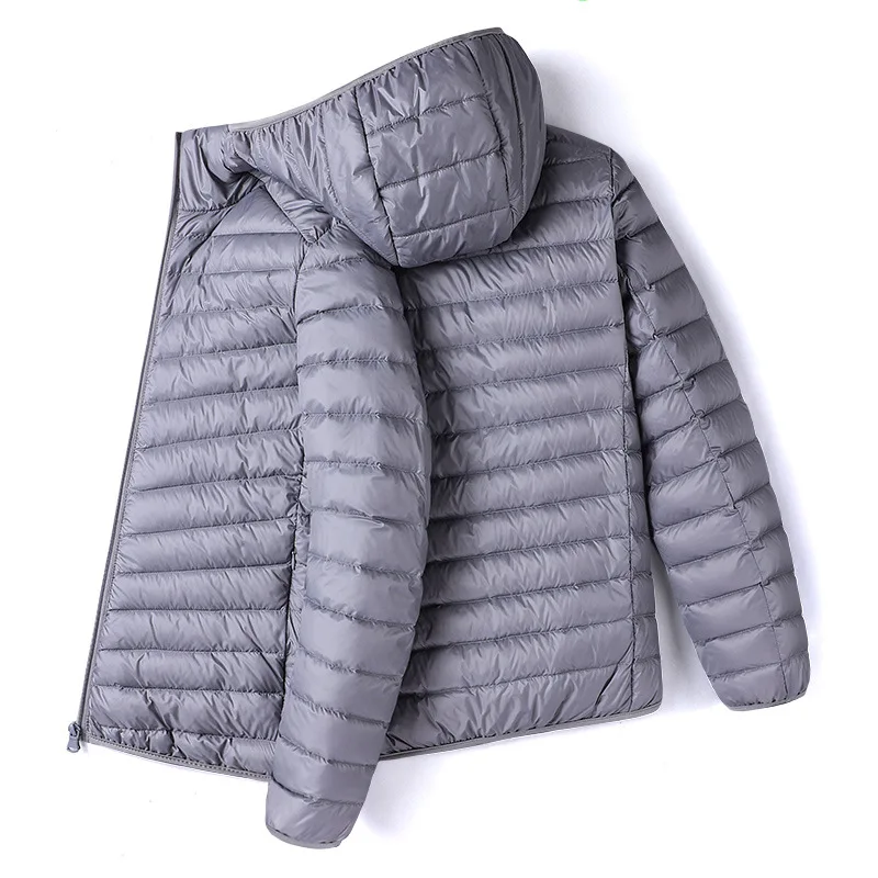 Mens Winter White Duck Down Jackets Hoodie Portable Ultra Light Thin Male Hoody Stand Collar Jacket Outwear Down Coat DJ03 - 3