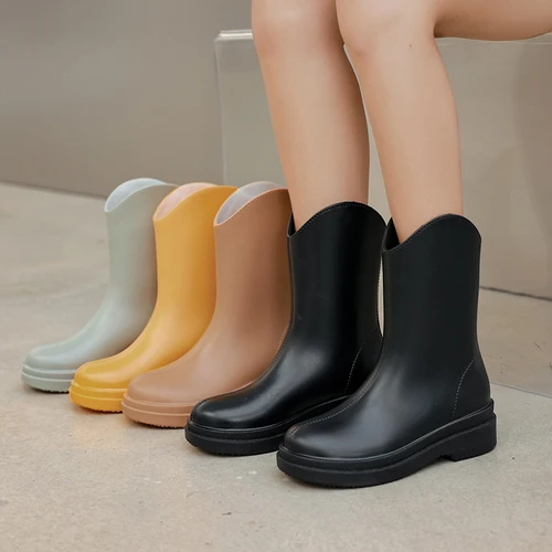 장화 2023 새로운 여성 로우 탑 워터 신발 방수 미끄럼 방지 패션 그물 빨간 비 신발 고무 신발 5