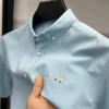 Designer New Men's High-End Brand 2024 Summer Embroidery 100% Cotton Shirt Business Casual Breathable Lapel Top Men's Clothing 2