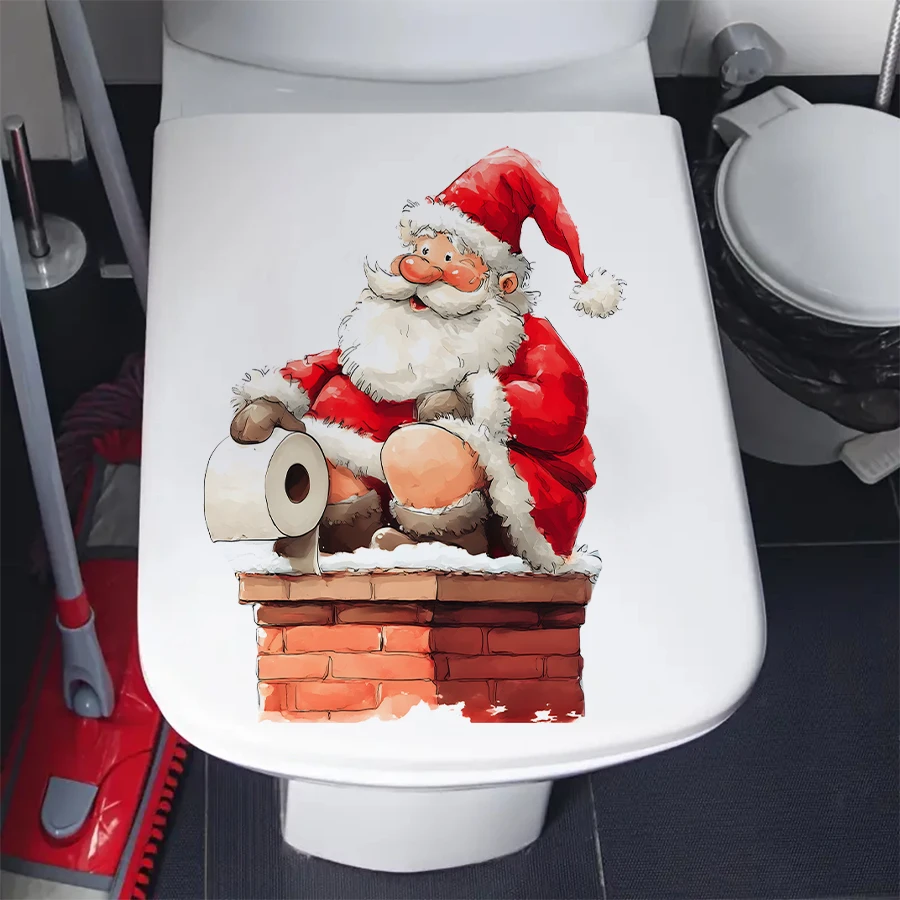Toilet Stickers 1pc Funny Santa Claus Removable PVC for Bedroom Living Room Bathroom Decoration