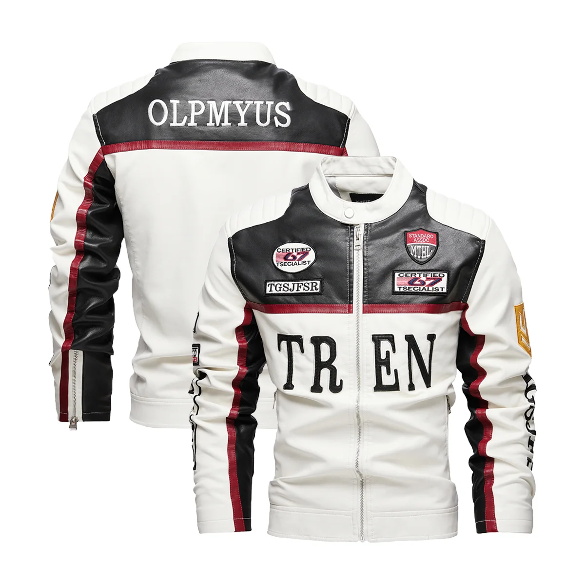 인조 가죽 레이싱 재킷 오버사이즈 오토바이 바이커 레이서 재킷 스트리트웨어 유니섹스