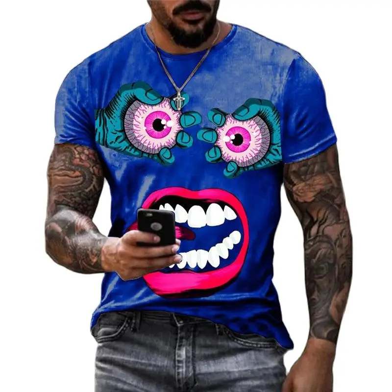 Summer Men's Hip Hop 3D Printed T-shirt Crewneck Short Sleeve Funny Street  Harajuku Top Casual Loose Fashion Comfortable Shirt - AliExpress