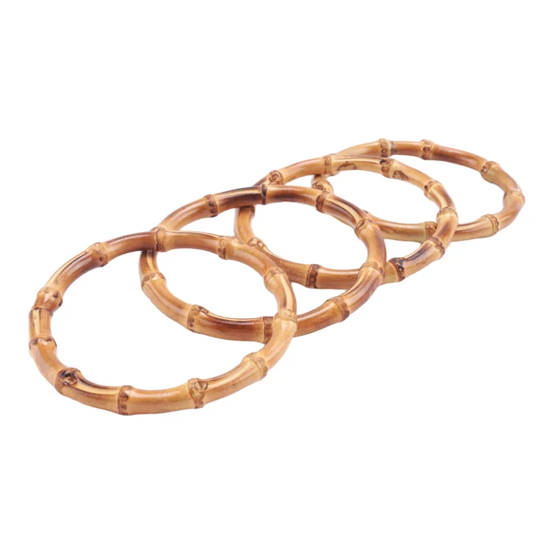 Durable 4Pcs Wooden Round Bamboo Bag Handle Replacements Handmade Bag Purse Making Handles For Handbag Crafting