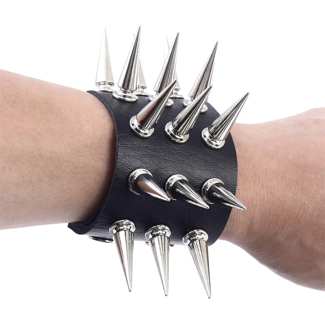Punk Spiked Bracelet Cuffs Emo Accessories Studded Armband Women Punk Rock  Metal Spike Bangle Goth Jewelry - AliExpress