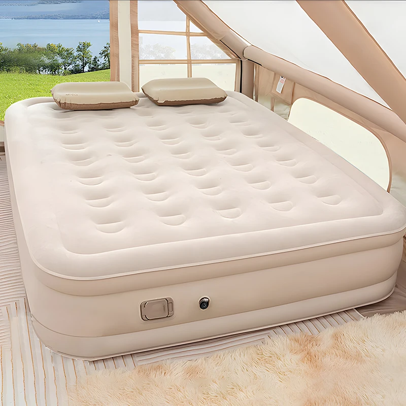 PVC Air Mattress Outdoor Air Mattress Camping Pad with Built-in Air Pump Luxury 1-2 Person Camping Mattress Thickened Pad