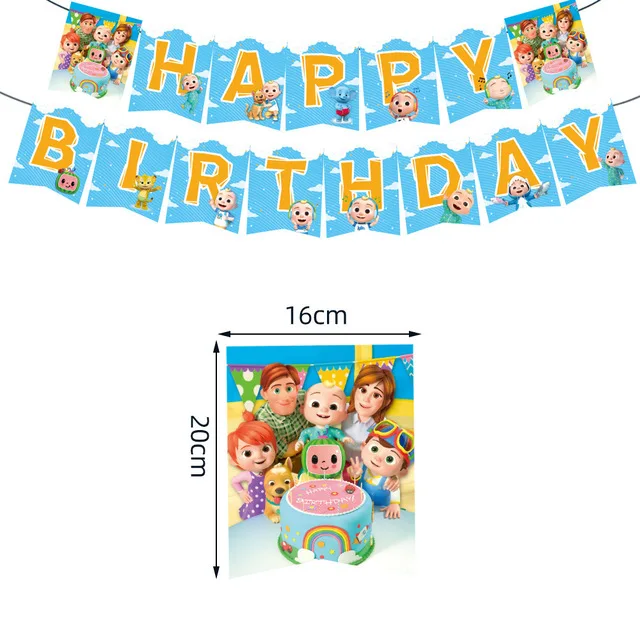 Cartoon JJ Melon Birthday Party Set - Disposable Tableware Decorations Balloons Cake Topper